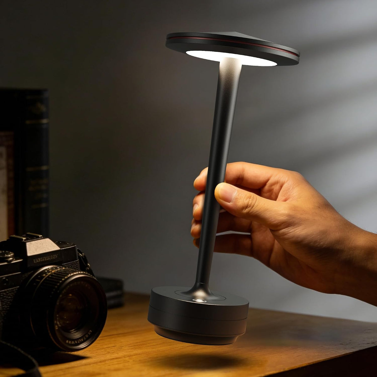 Cordless Rechargeable LED Table Lamp Set of 2 Black | Battery 6000mAh 3 Color Modes&Stepless Dimming Waterproof Metal