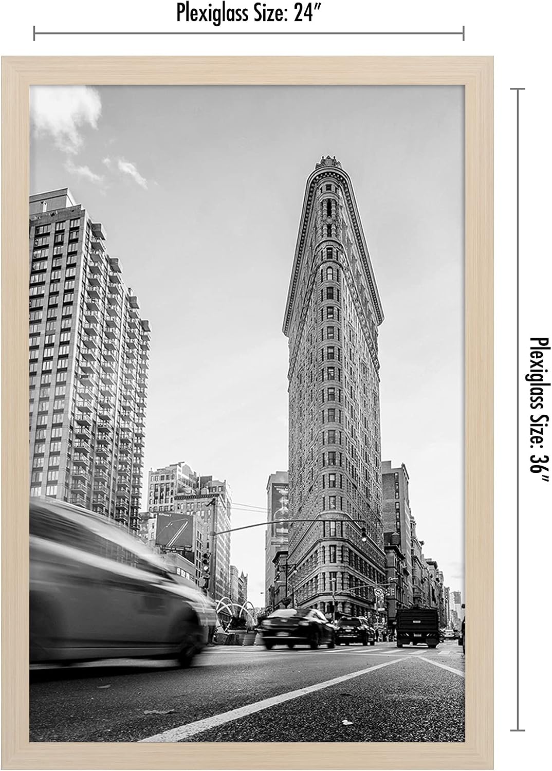 Americanflat 24x36 Poster Frame - Engineered Wood with Polished Plexiglass - Wide Picture Frame for Vertical or