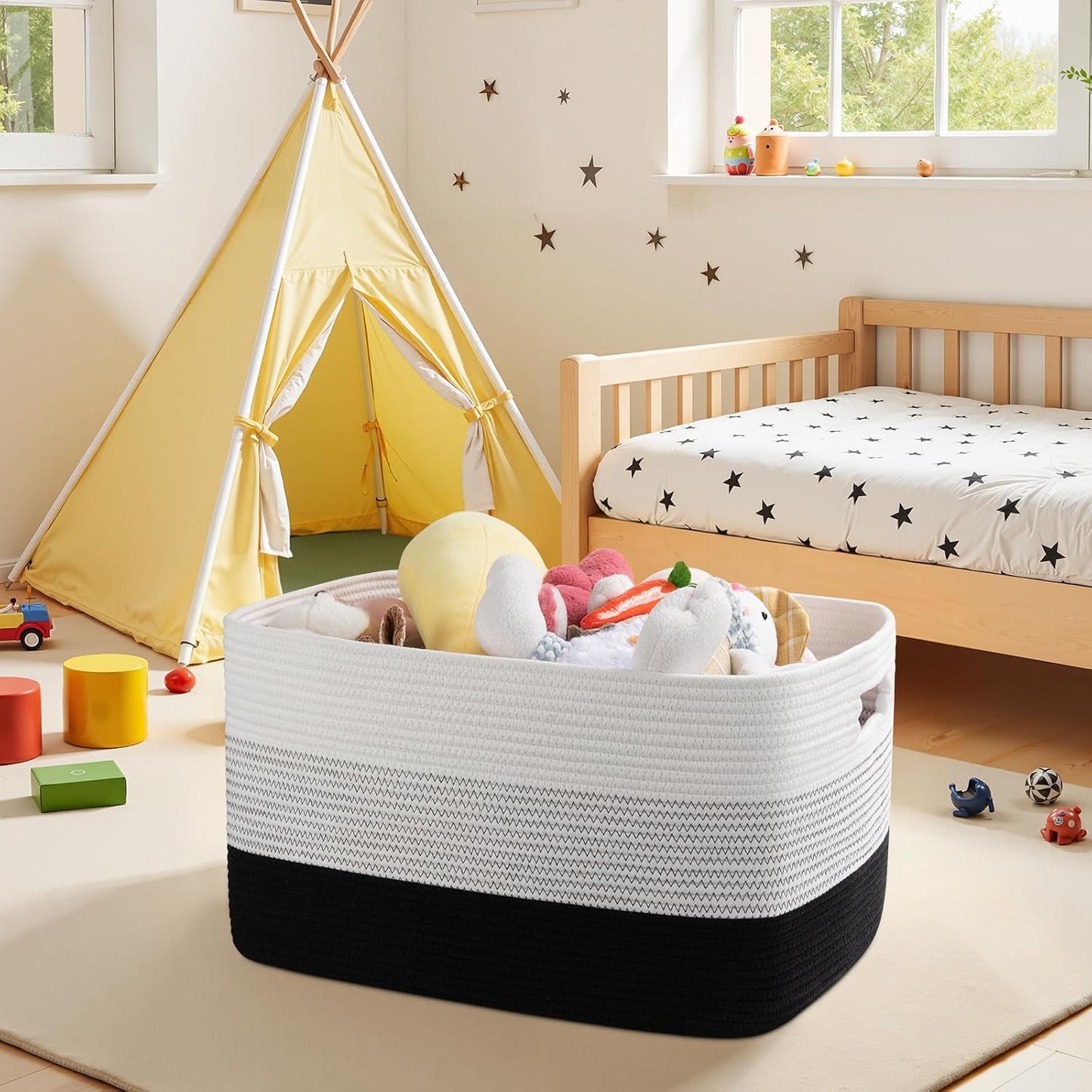 Rectangle Woven Baskets / Gradient Black / 22 x 17 x 12