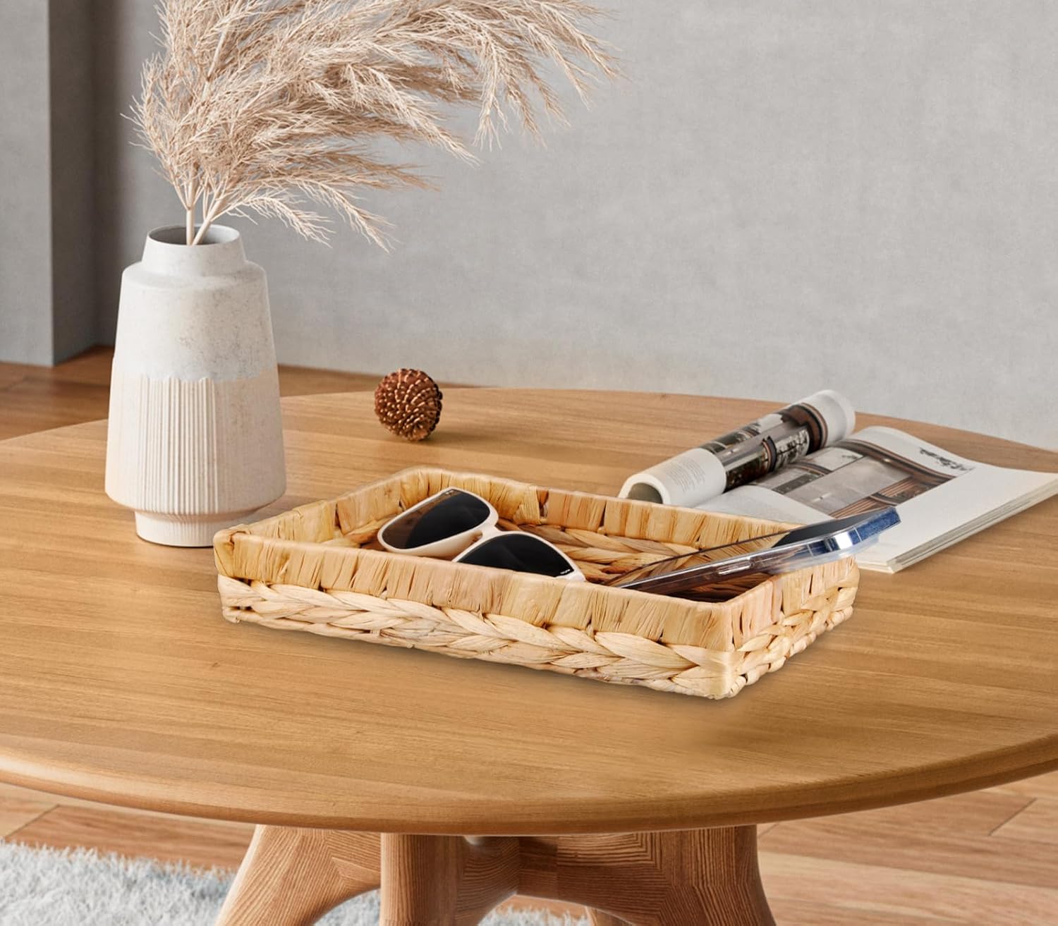10" Bathroom Over Toilet Tank Tray Water Hyacinth Wicker Basket / 10 x 6 x 2