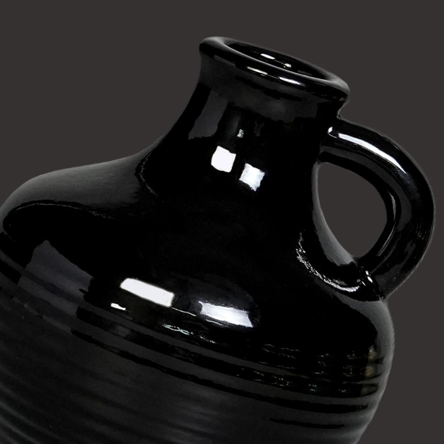 Black Ceramic Vases Home Décor- Small Modern Decorative Vase / 6 Inch / Black - 6