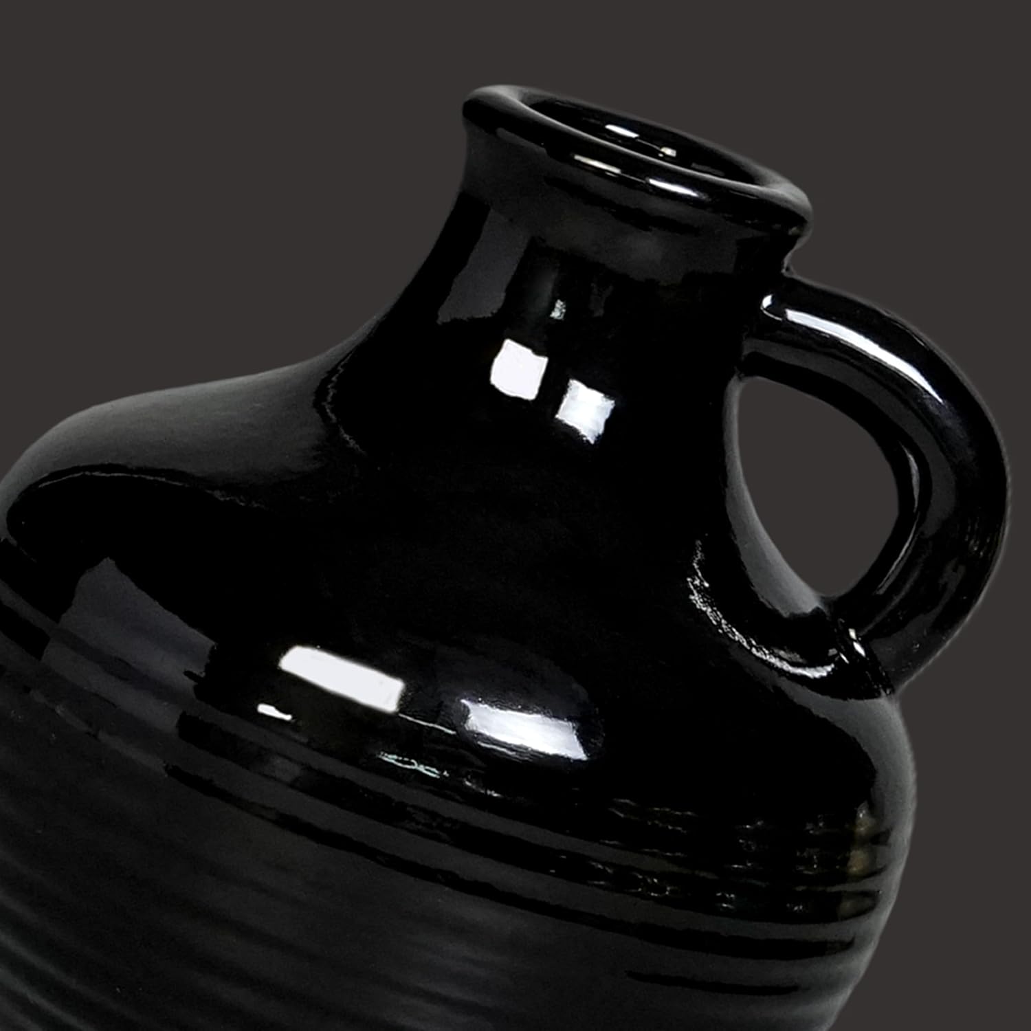 Black Ceramic Vases Home Décor- Small Modern Decorative Vase / 6 Inch / Black - 6