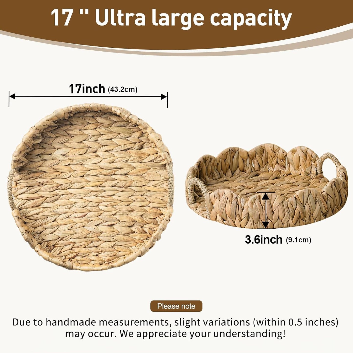 Seagrass Handwoven Trays / Water Hyacinth-round / Set of 17