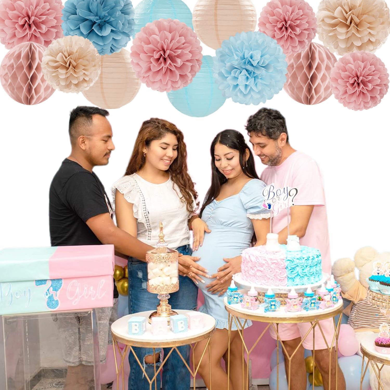 Party-Decorations Paper Lanterns / Dusty-blue Pink