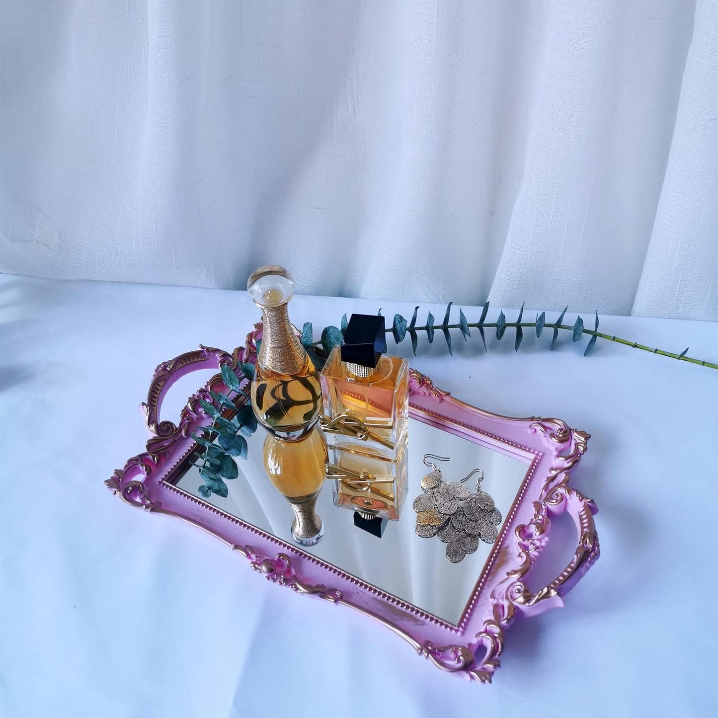 Serving Tray / Makeup Organizer / Golden Pink / 13 x 7.8