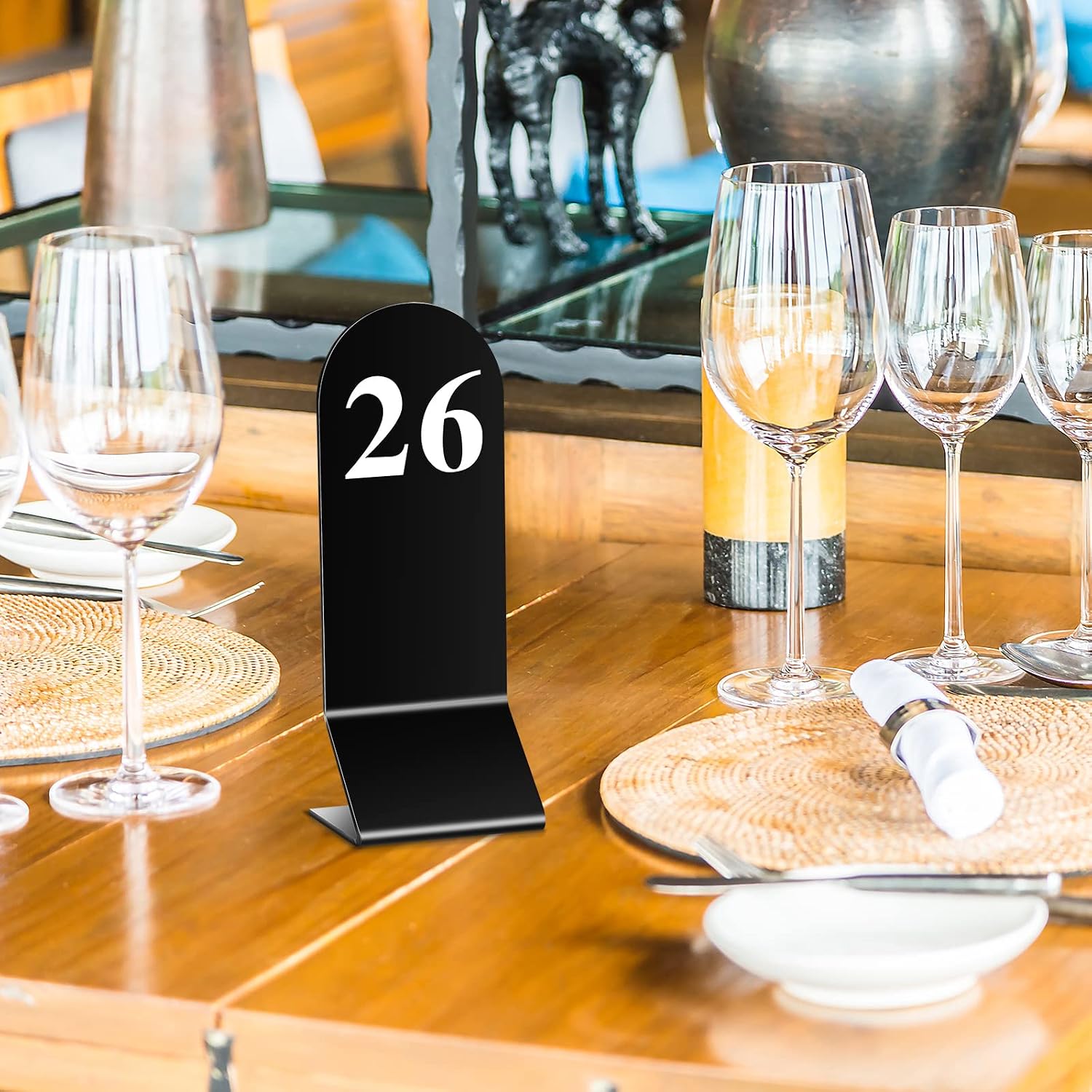 50 Pcs Acrylic Table Numbers 1-50 Double Sided Tent Cards,Black | Standing Tent Holders for Restaurant Seating and