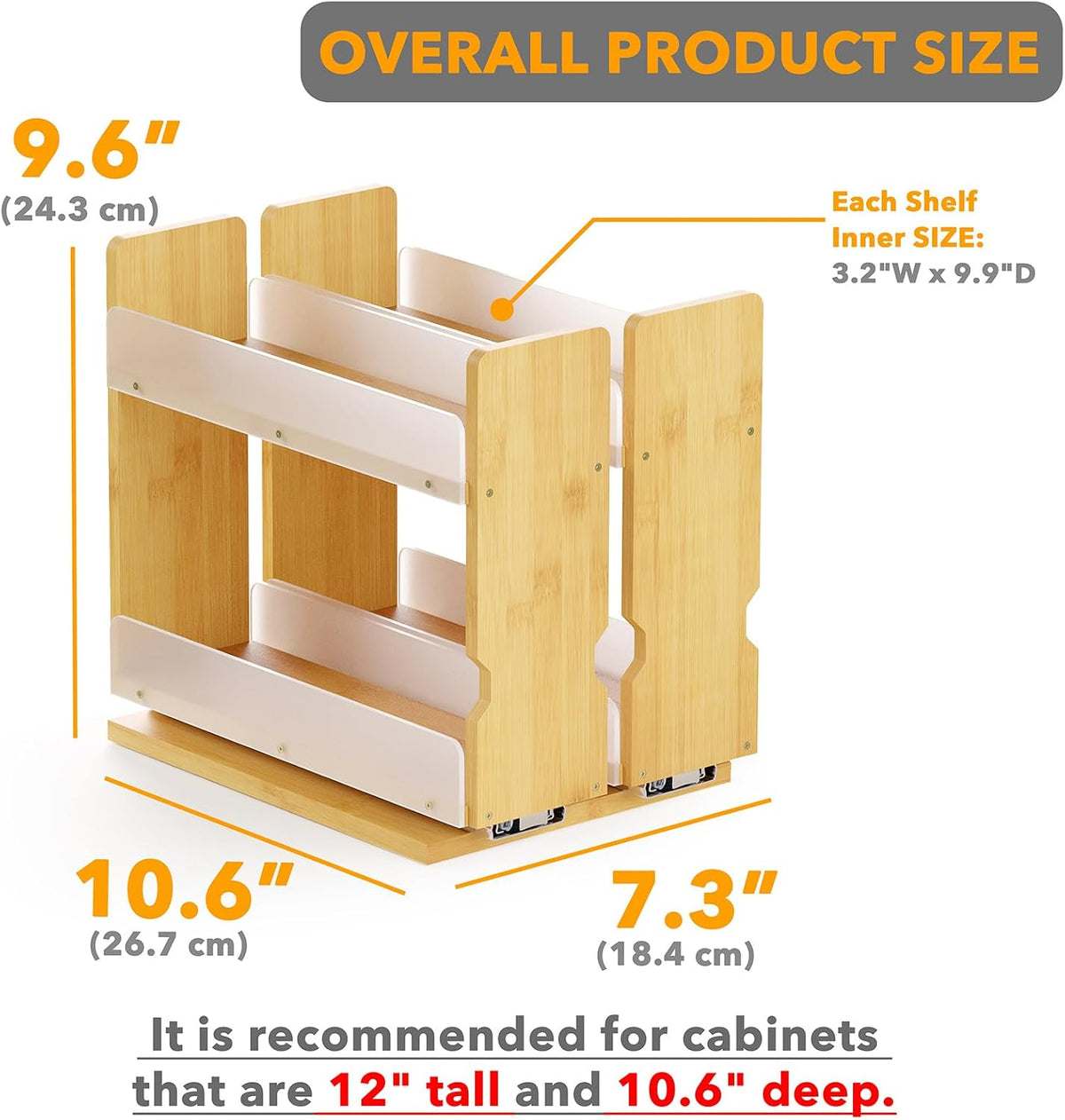 SpaceAid Bamboo Pull Out Spice Rack Organizer for Cabinet, Heavy Duty Slide Out Seasoning Kitchen Pantry Sliding
