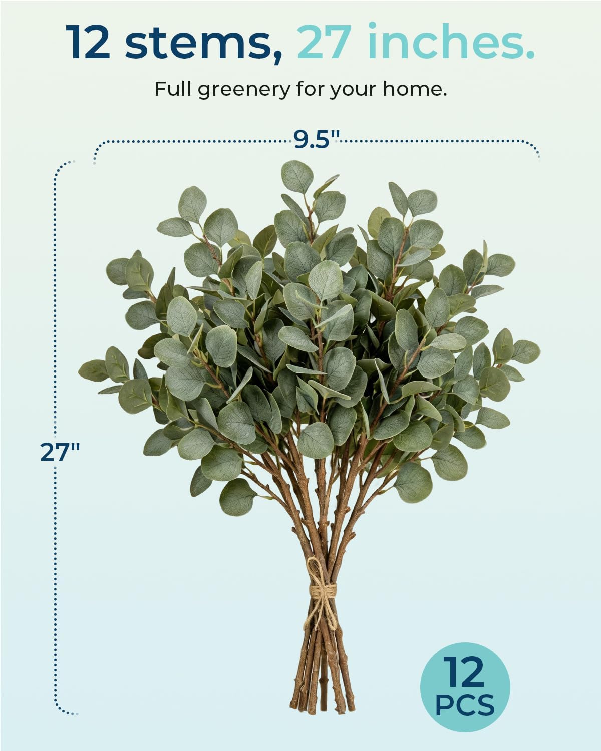 Eucalyptus Branches Artificial Greenery Stems Bulk Fake Plants Greenery / 27 Inch / Set of 12
