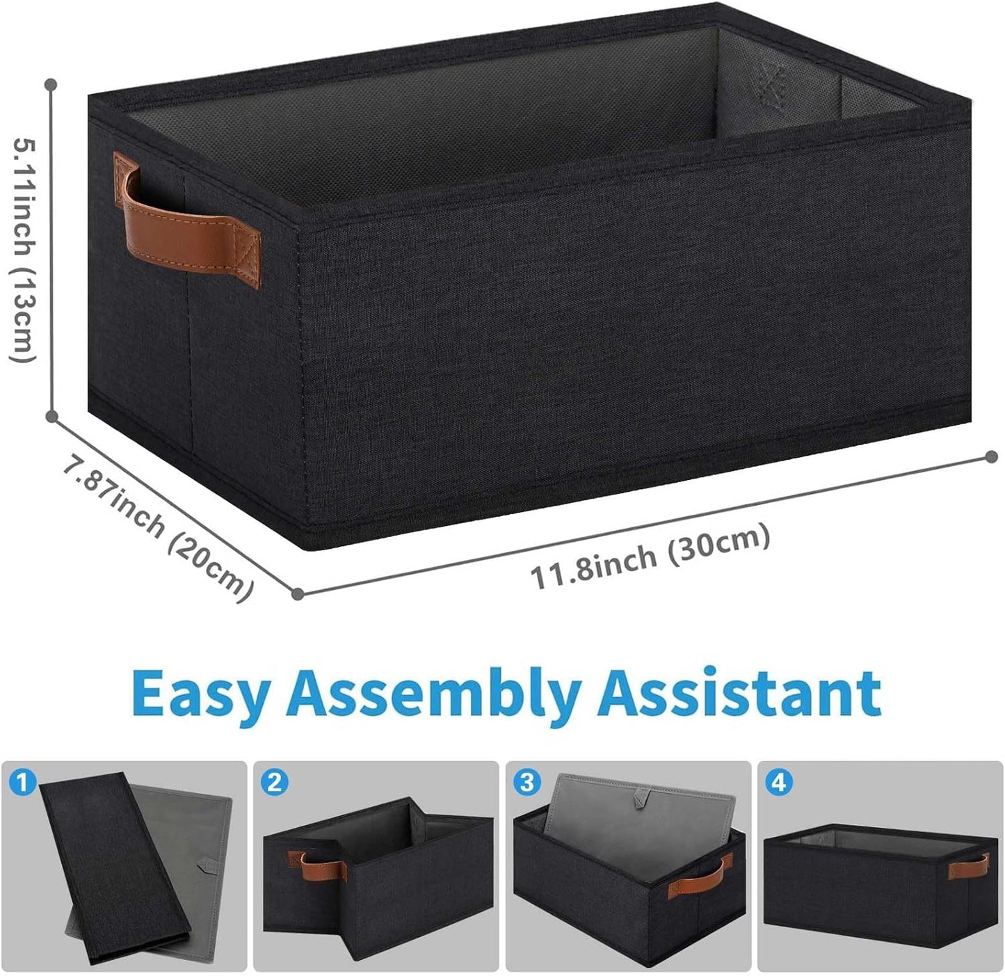 Storage Basket / Fabric Storage Bins / 11.8 x 7.87 x 5.11 / Small / Black / Set of 6