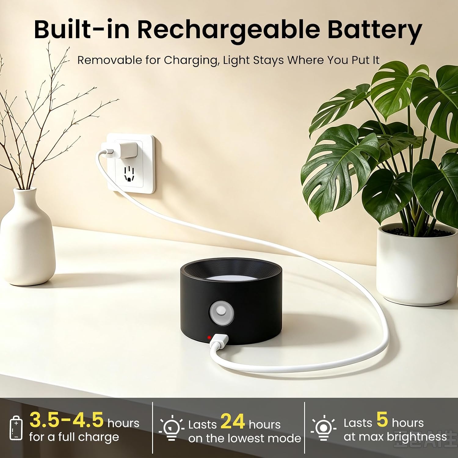 Koopala 2PCS Rechargeable Battery Operated LED Wall Lamps, Wall Mounted Lights with 3 Brightness 3 Color Temp Removable