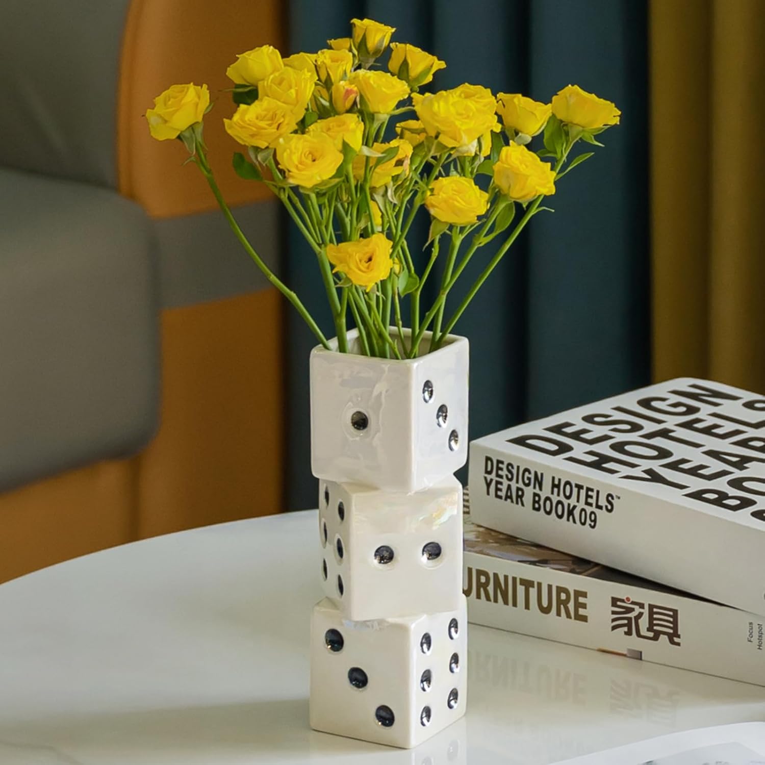 Ceramic Dice Vase / White Dice Vase