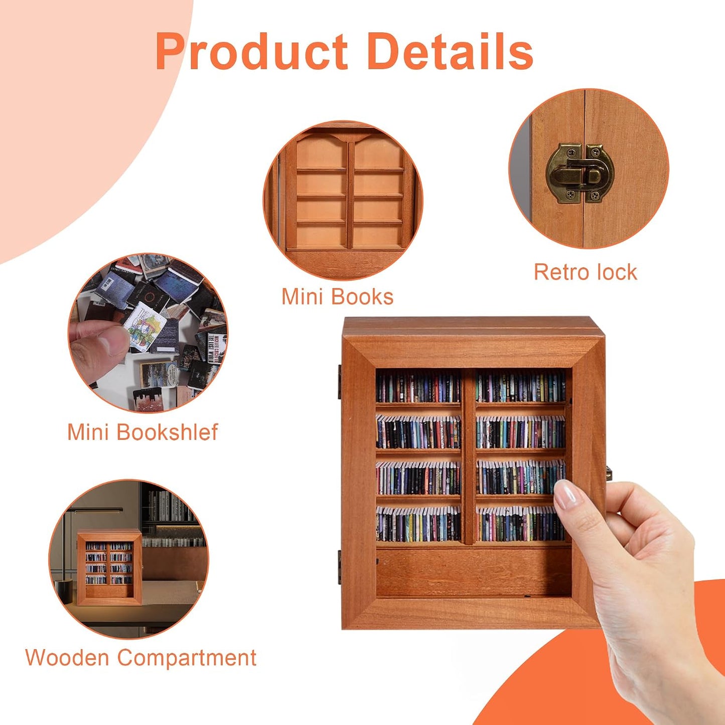 Tiny Books / Miniature Book Display / Brown / Medium