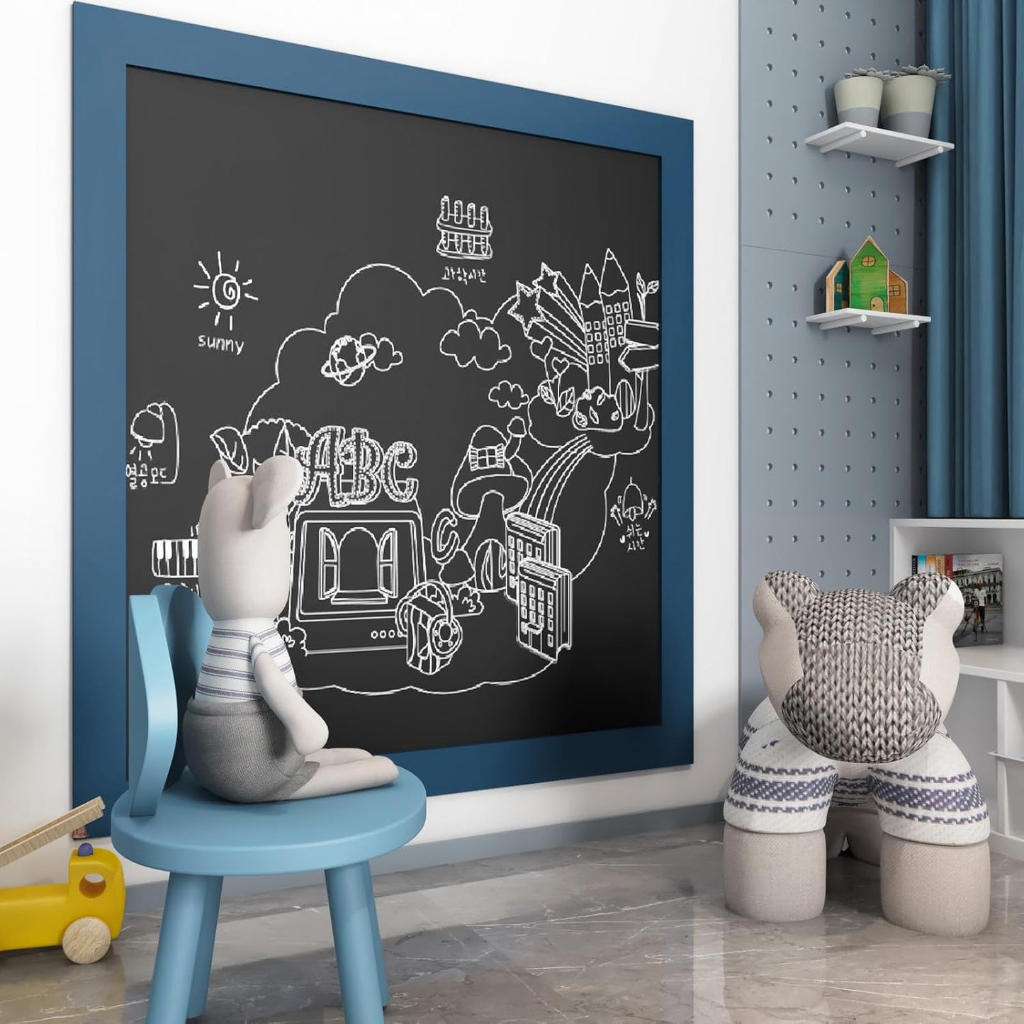 Border Wallpaper Peel and Stick Bathroom Mirror Frame Waterproof Removable / 3 x 600 / Navy Blue