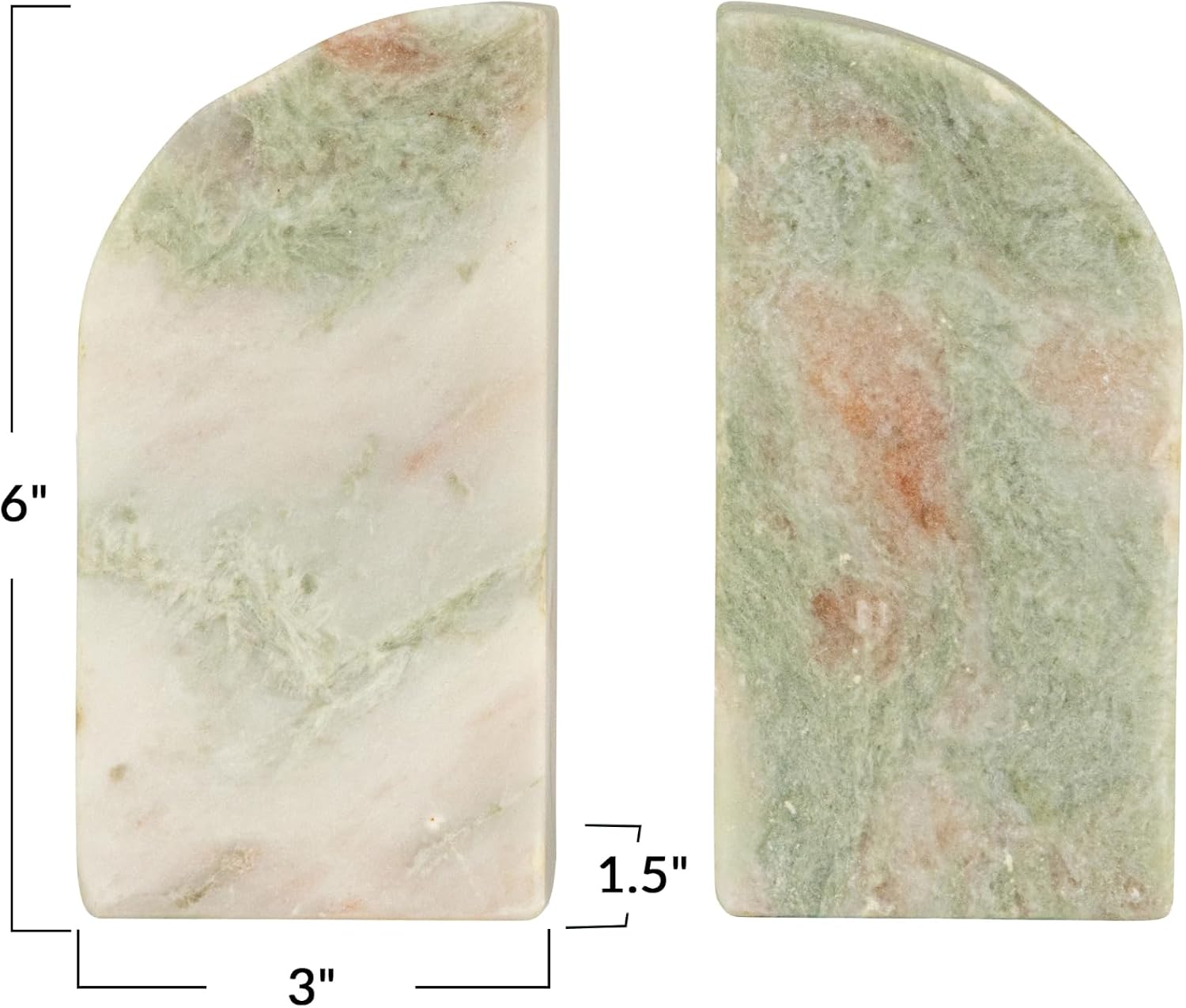 Half Arch Marble Bookends / Green