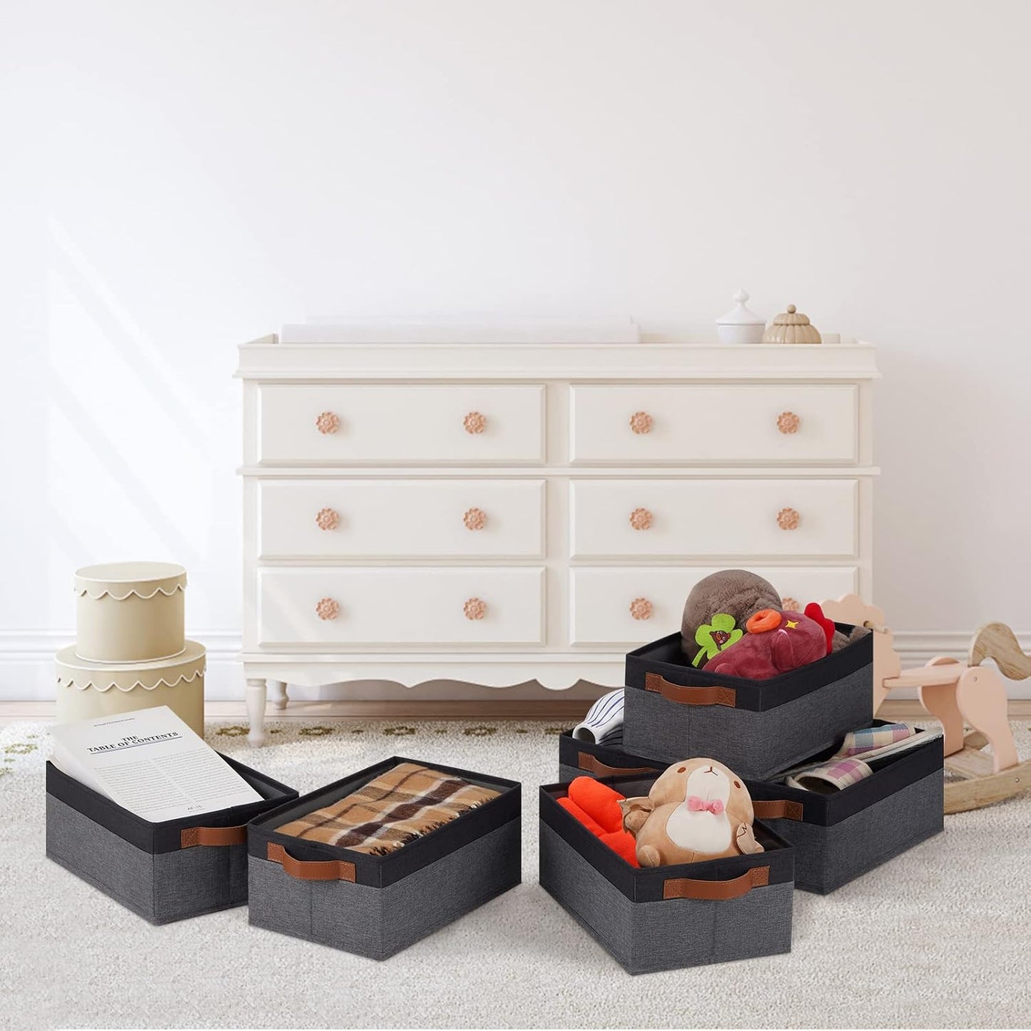 Baskets / Storage Baskets / 11.8 x 7.87 x 5.11 / Small / Grey&black / Set of 6