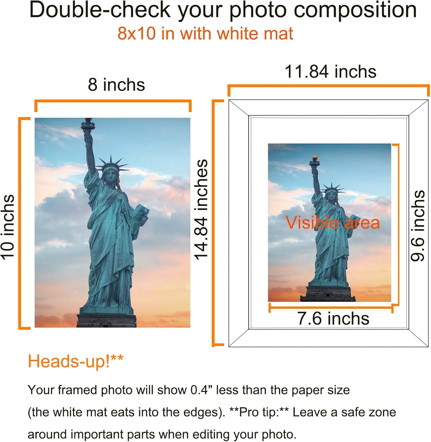 SESEAT 11x14 Picture Frames White Display Pictures 8x10 With mat or 11x14 Prints Without Mat, Wall Mounting, 6PCS