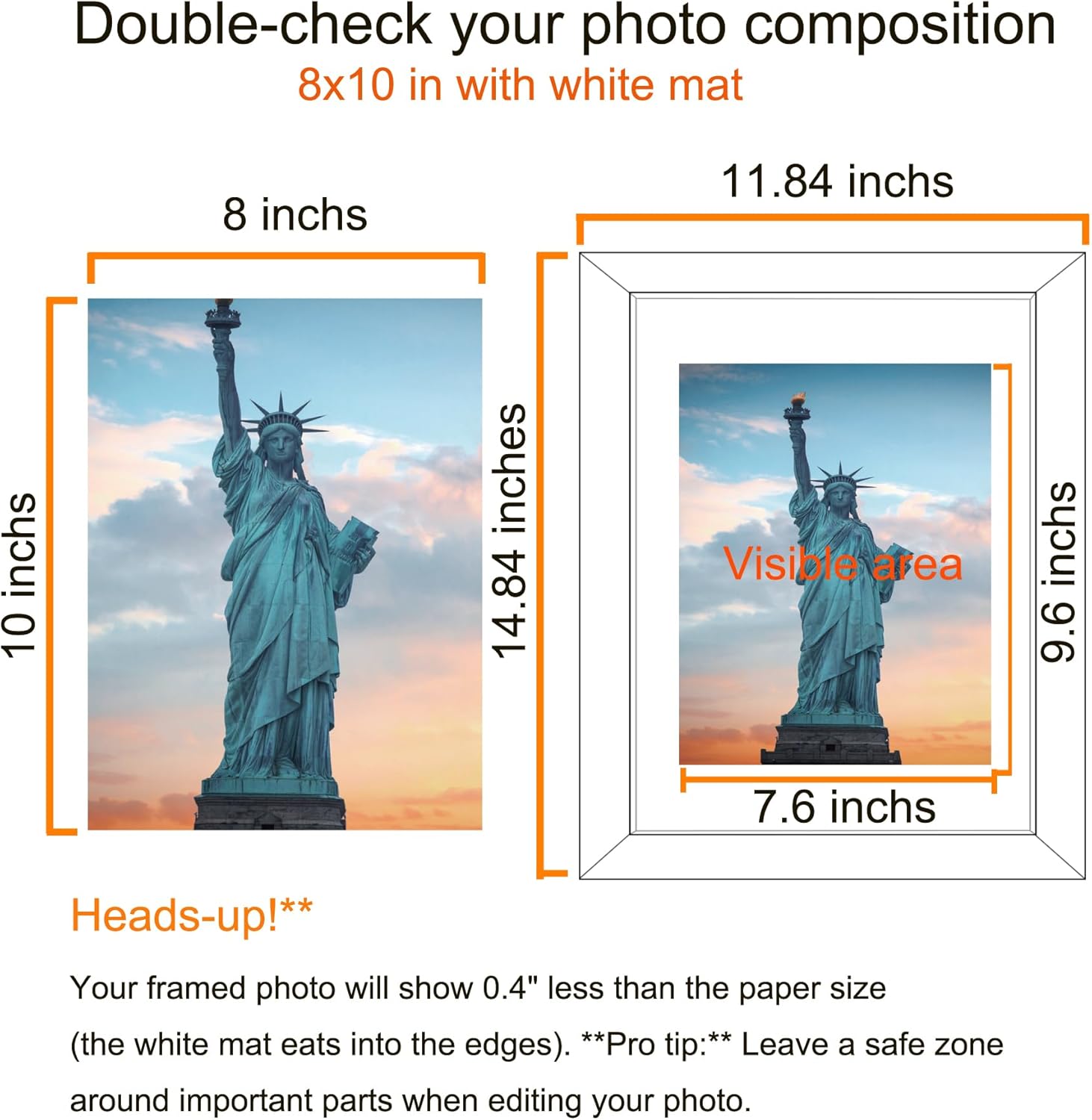 SESEAT 11x14 Picture Frames White Display Pictures 8x10 With mat or 11x14 Prints Without Mat, Wall Mounting, 6PCS