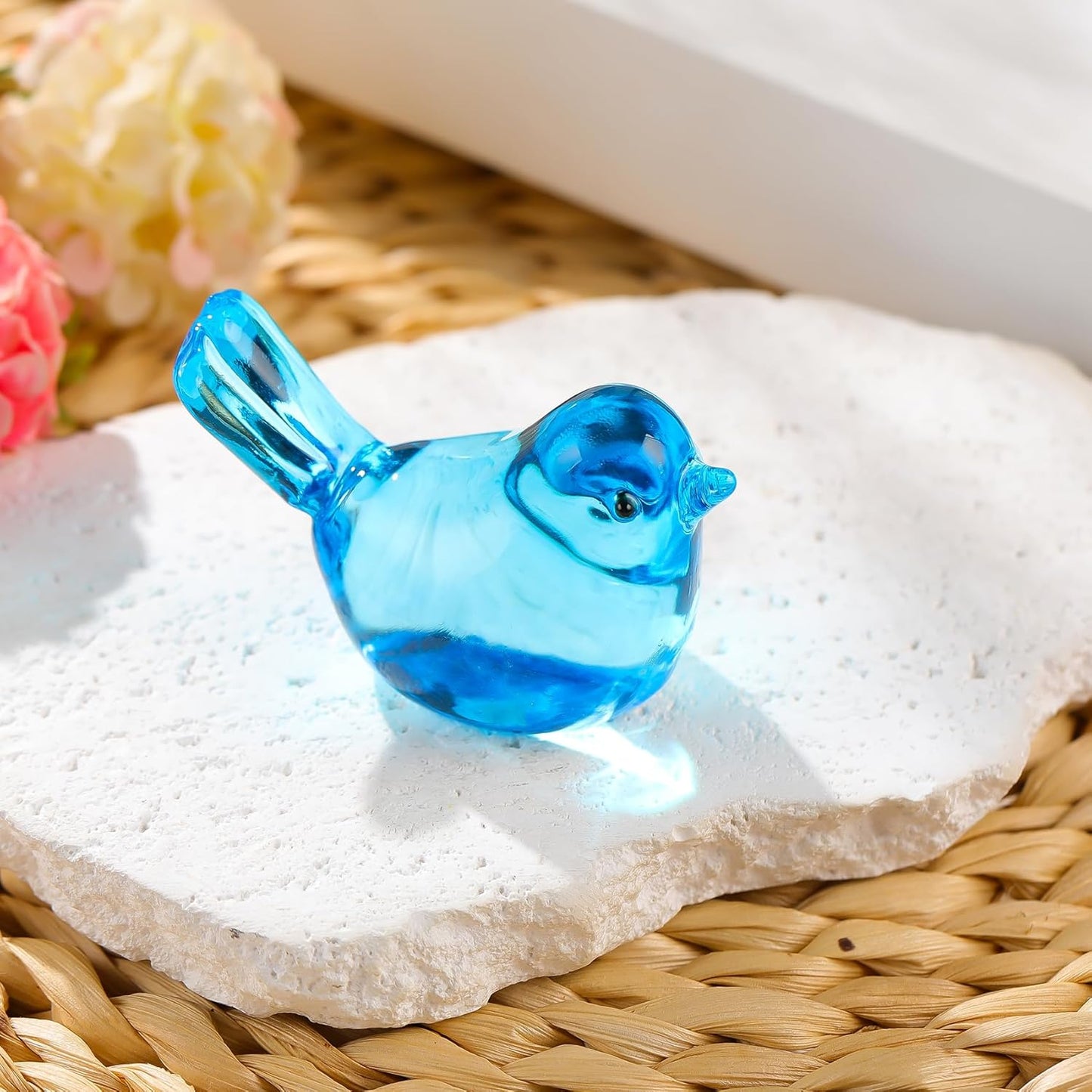 Art Glass Birds Collectible Figurines for Desk / Blue