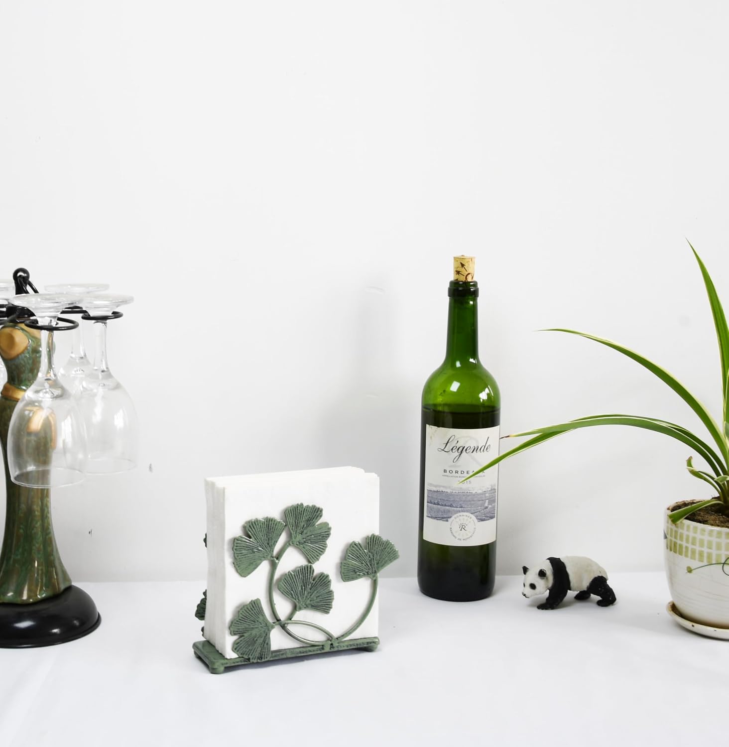 Decorative Metal Paper Napkin Rack / Green / 6 x 5.2