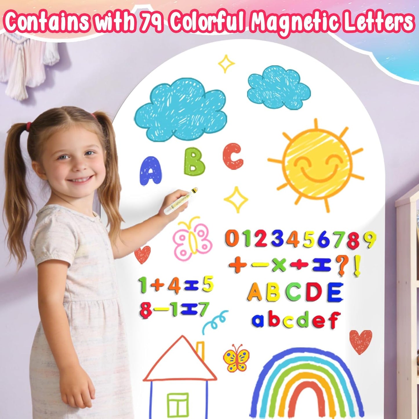 Arch Magnet Wall Decal for Kids Magnetic Board / White / 15.7 x 39.4