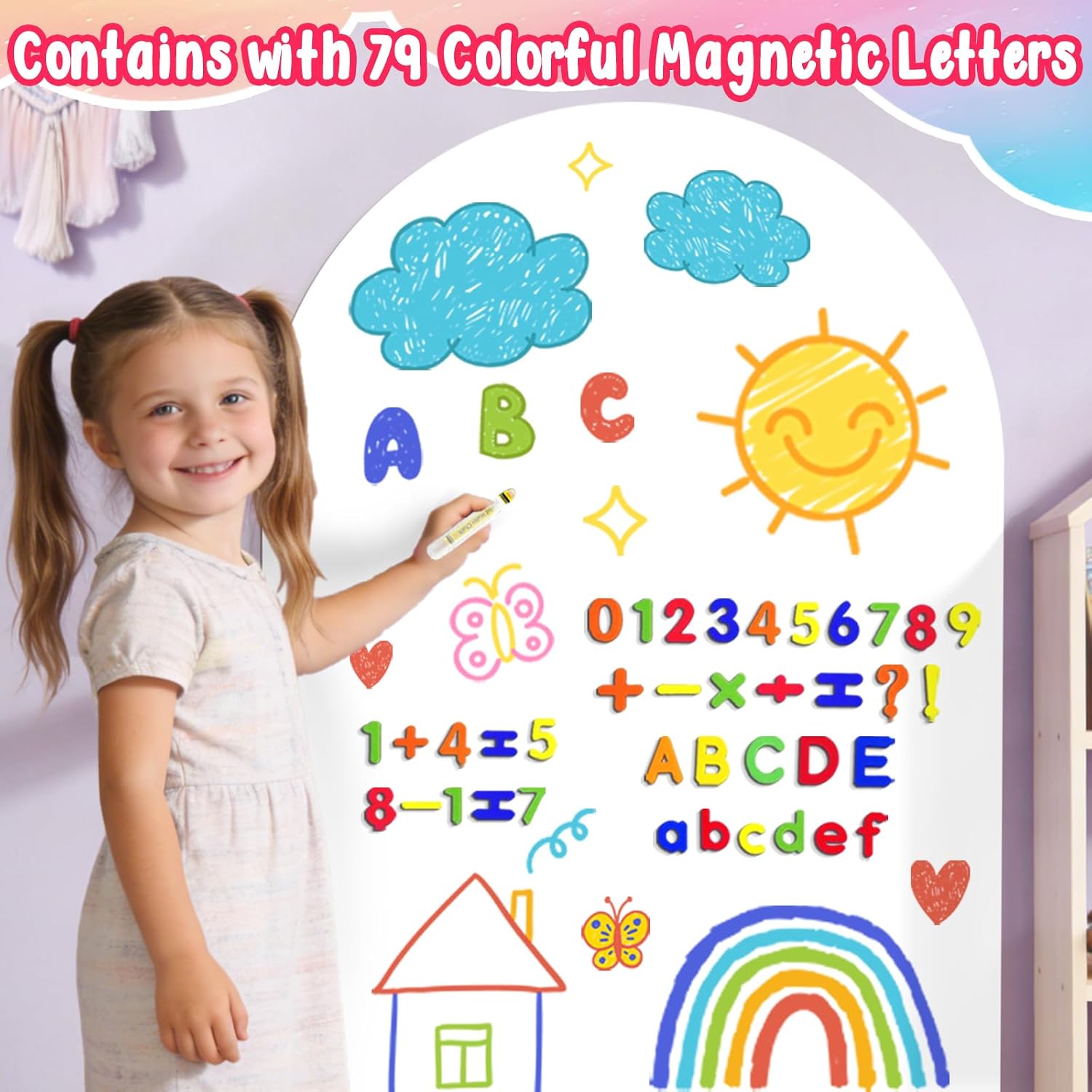 Arch Magnet Wall Decal for Kids Magnetic Board / White / 15.7 x 39.4