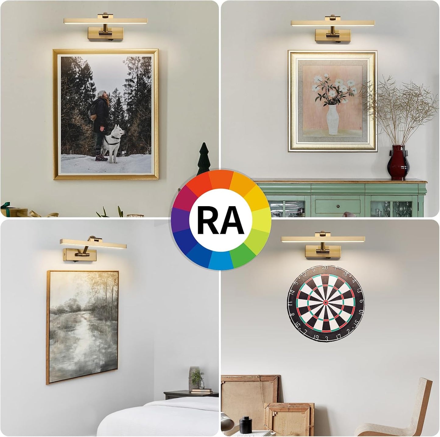 Picture Light with Remote 3 Colors Wireless Art Lights for Paintings,Rotatable Wall Sconce Rechargeable Battery Powered