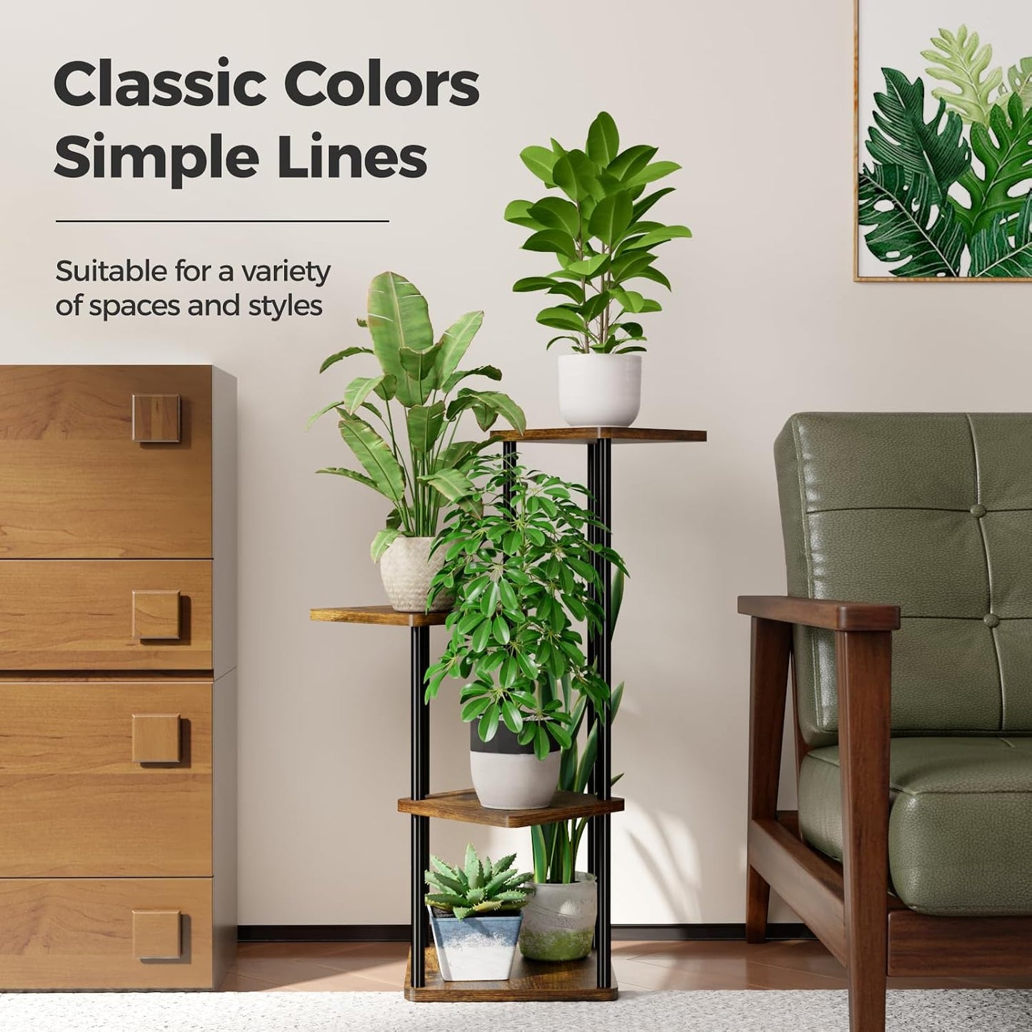 Bamworld Small Plant Stand Corner Plant Shelf for Indoor Plants | 4 Tier Flower Stand Wooden Plant Holder for Balcony