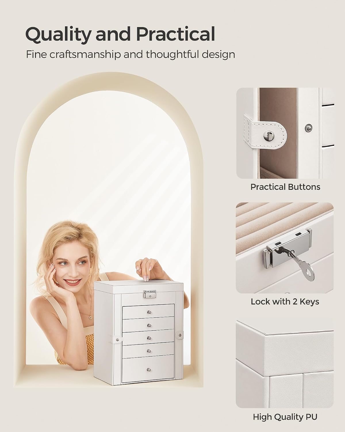 6-Layer Jewelry Box Organizer / 6 Tier / White