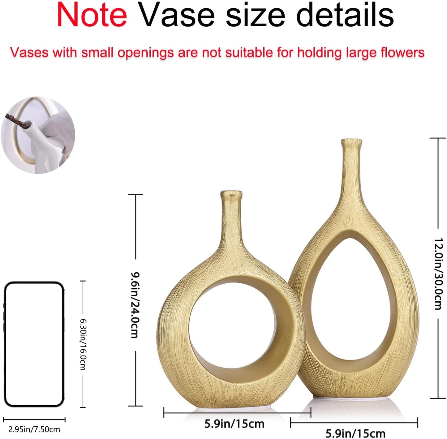 Matte Ceramic Vase / Luxury/f / Gold / Set of 2