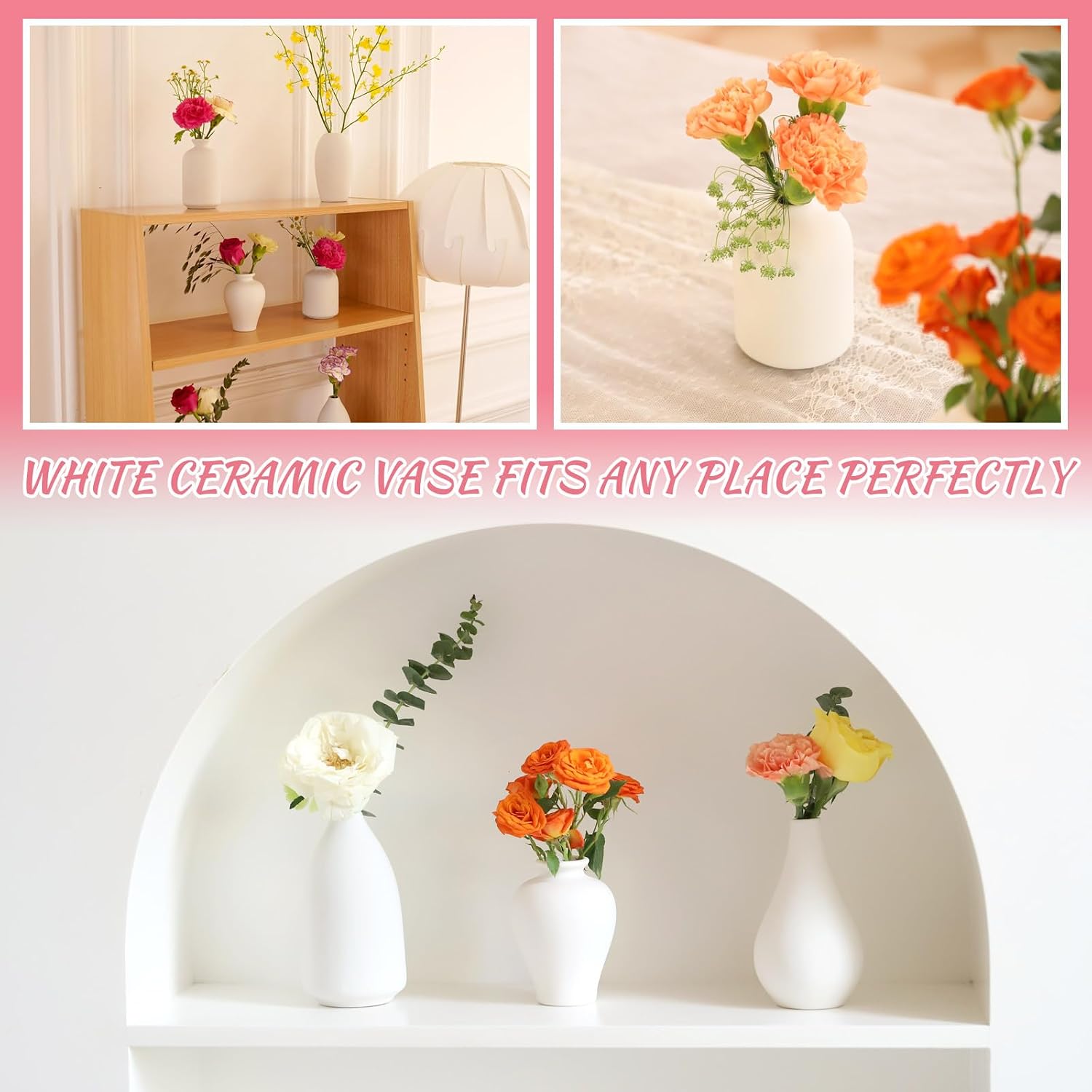 Ceramic Bud Vase / White / Set of 8