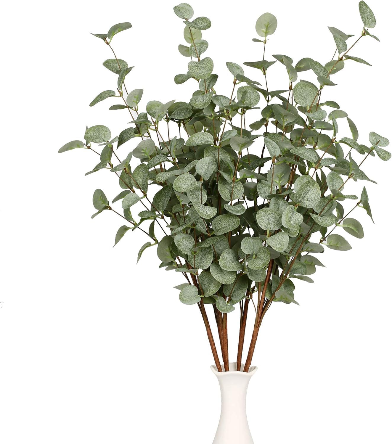 27" Eucalyptus Stems Greenery Stems Eucalyptus Leaf Spray in Silk Plastic Plants / Green / Set of 12