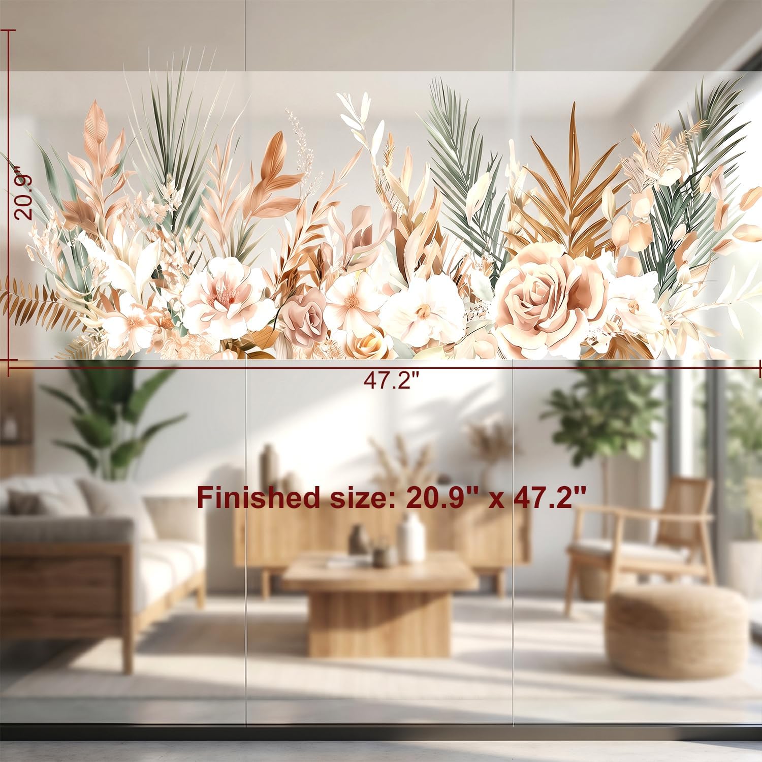 Boho Floral Flowers Wall Decals Peel and Stick / Boho, Modern, Contemporary, Minimalist, Farmhouse
