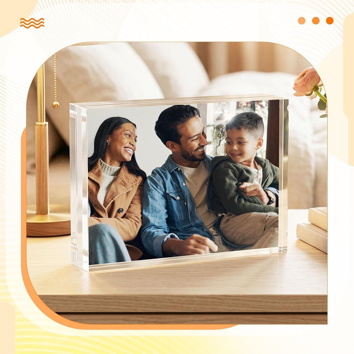 2 Pcs Acrylic Picture Frame, 8x10 Magnetic Photo Frames 20mm Thicker | Frameless Clear Picture Frame for Display