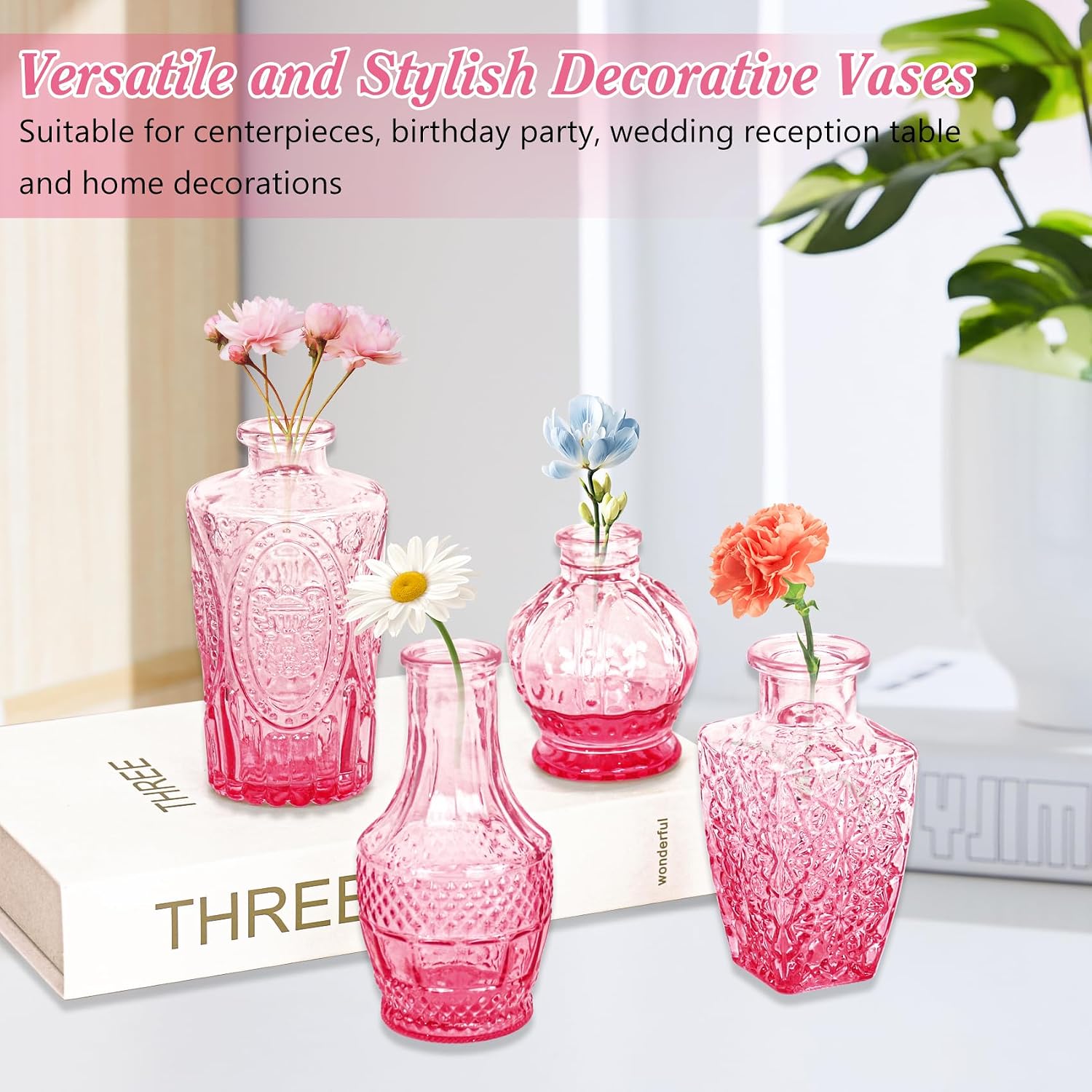 Glass Bud Vases / Pink / Set of 40