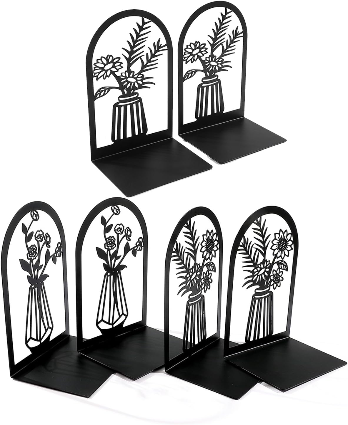 Metal Bookends / Metal Book Ends 3 Pairs / Black