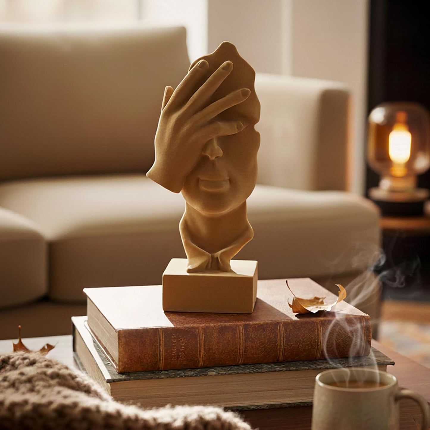 See No Evil Sculpture Modern Abstract Figurine for Desk / Nosee-brown