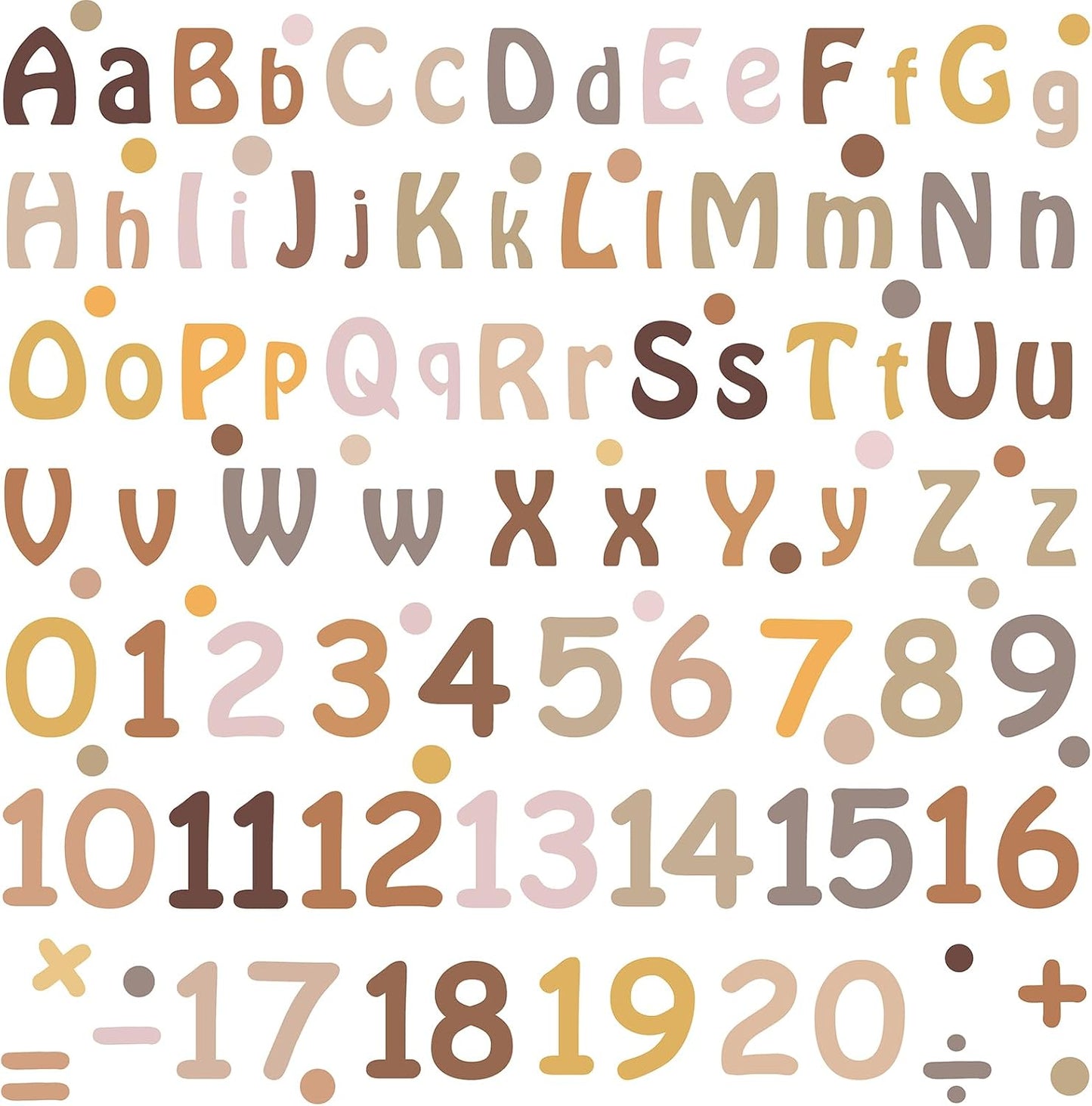 Alphabet Wall Decals Neutral Number Wall Decals Peel and Stick Watercolor Letter Decal ABC / Boho