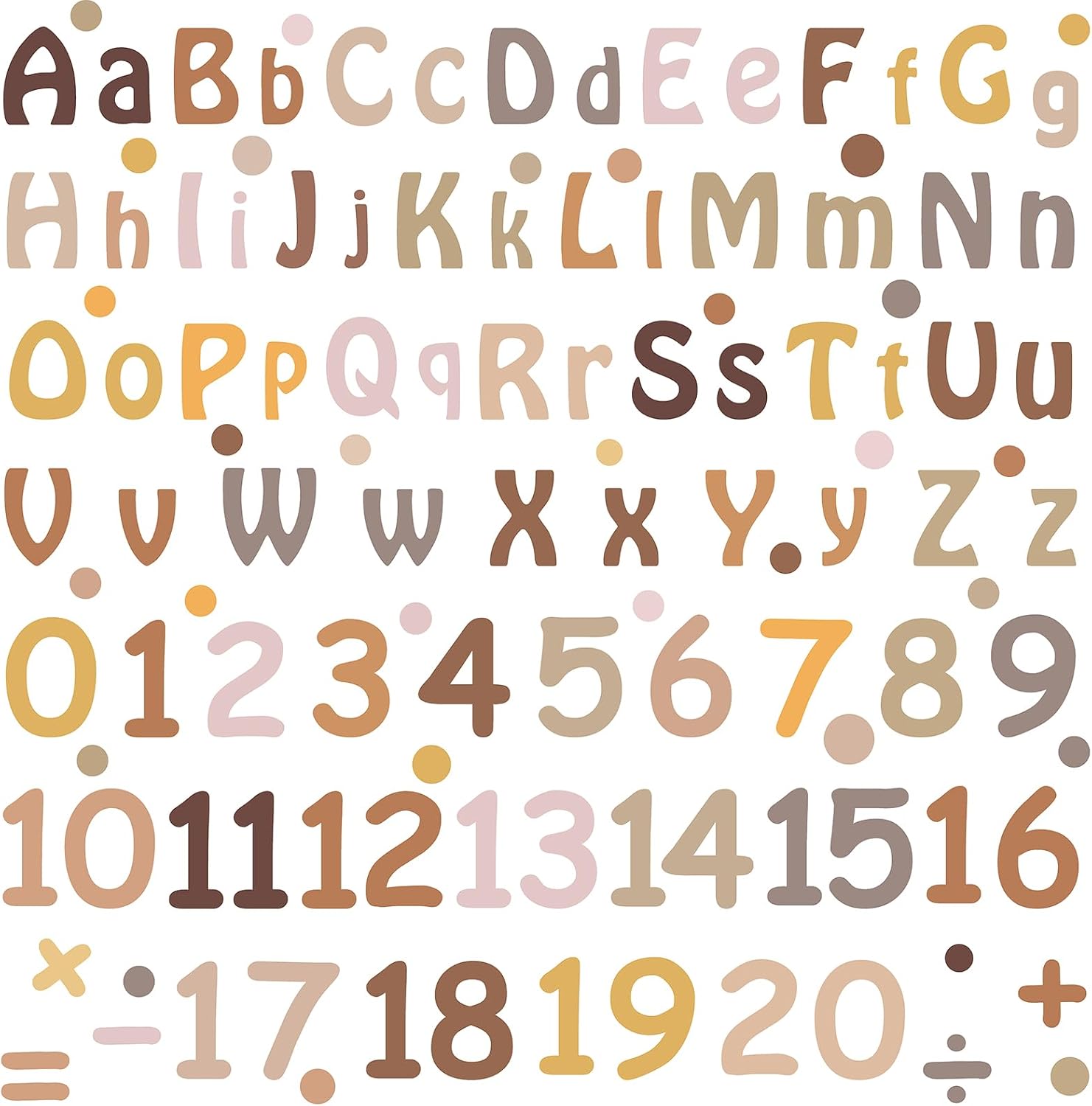 Alphabet Wall Decals Neutral Number Wall Decals Peel and Stick Watercolor Letter Decal ABC / Boho