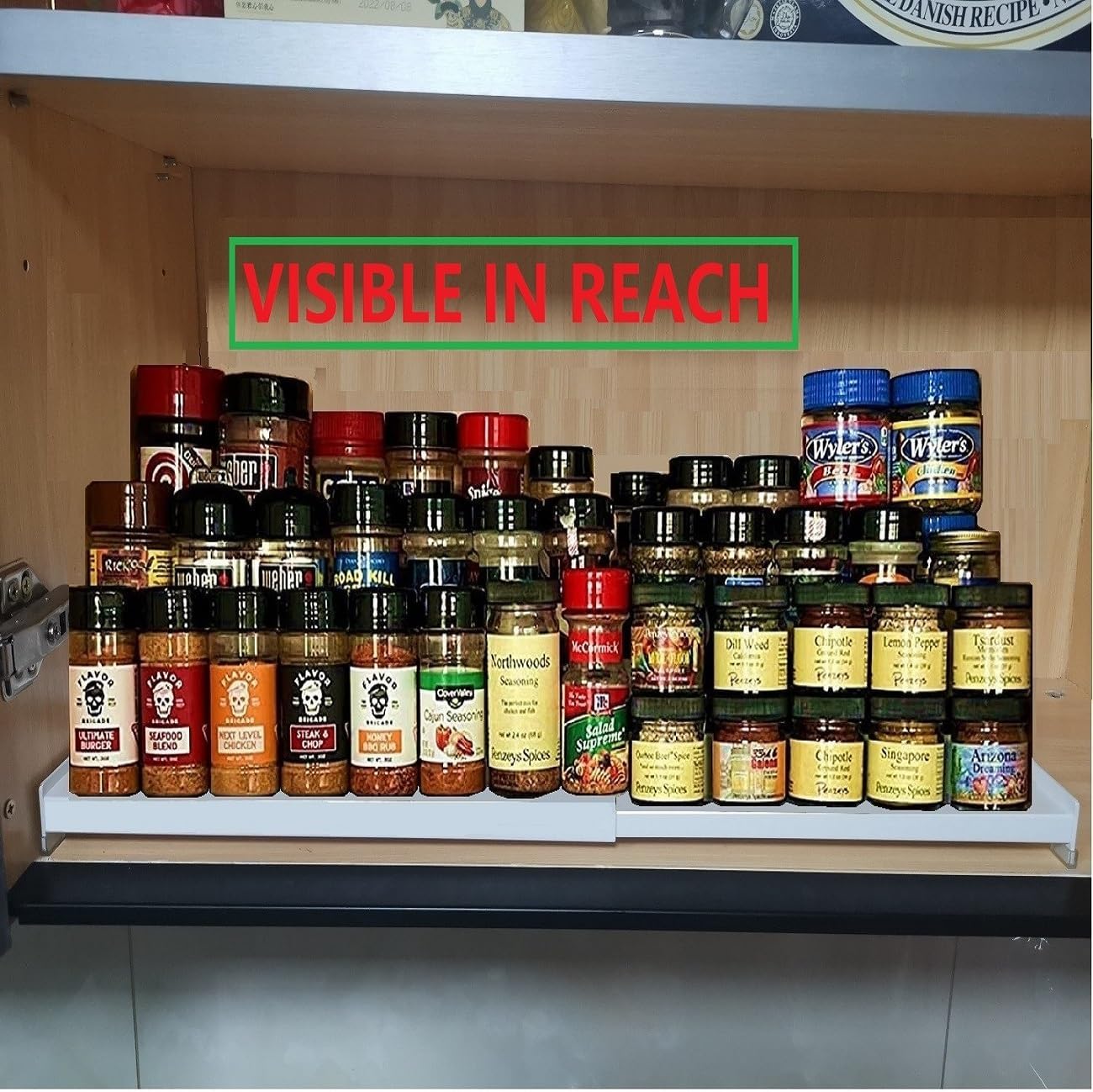 Jojocross Spice Rack Organizer for Cabinet, 3 Tier Expandable Spices Storage, Great for Kitchen Cabinets