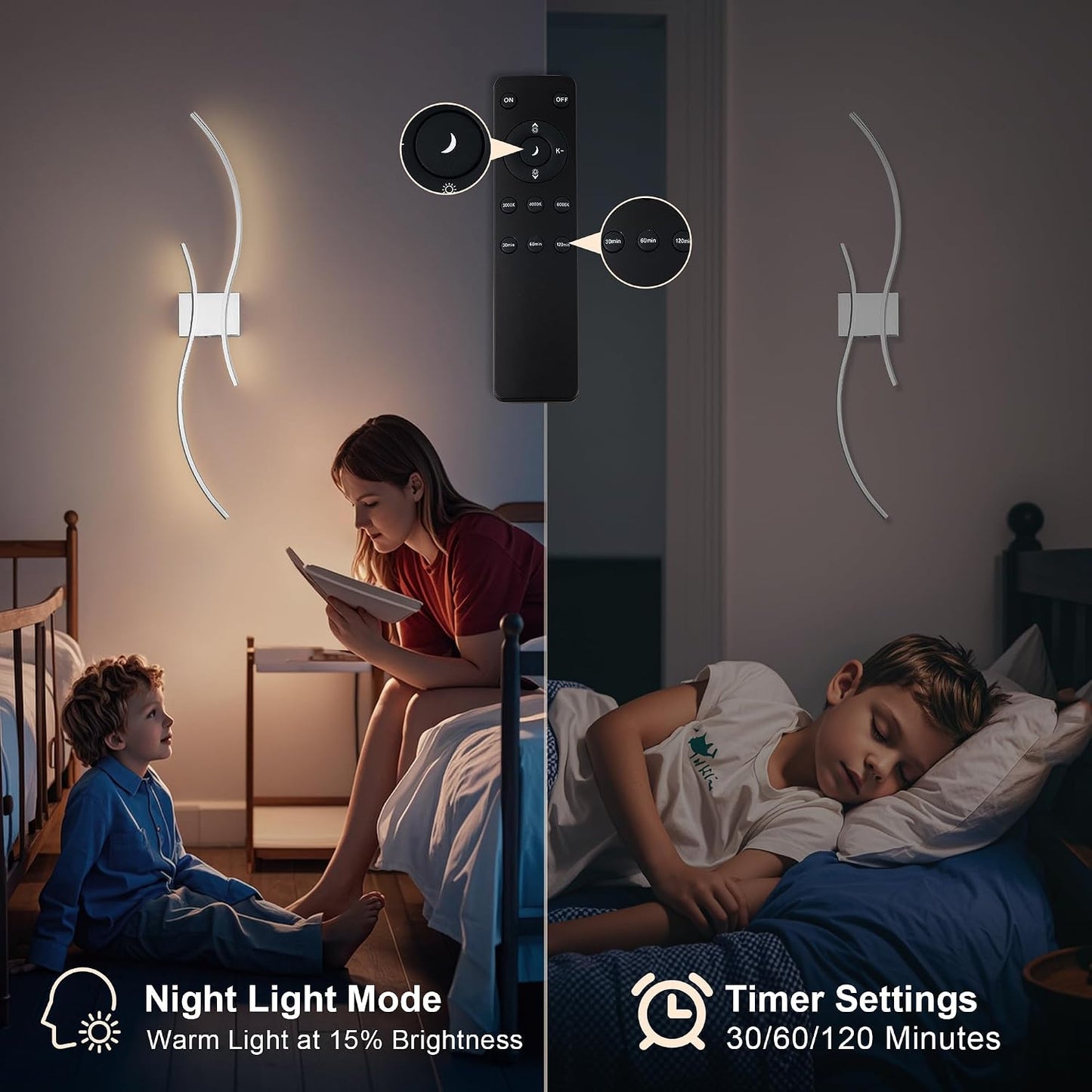 KARTOOSH Battery Operated Wall Sconce Set of Two with Remote Control | Wireless Wall Sconces with Stepless 3CCT &