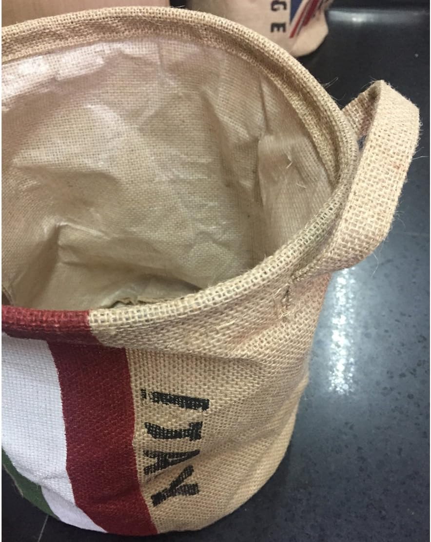 Burlap Woven Storage Basket Collapsible Vintage / Italy Flag