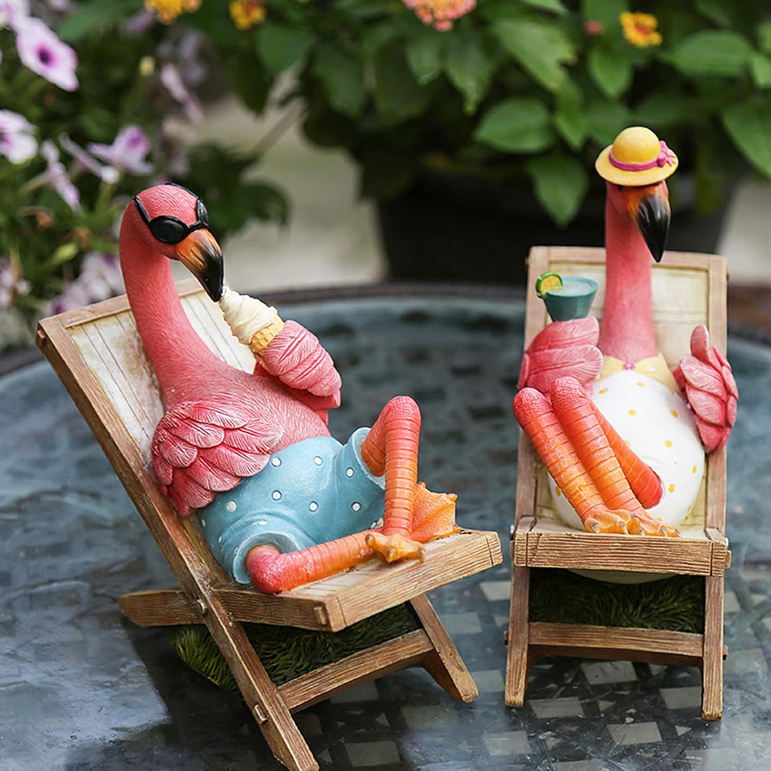 Flamingo Figurines Resin Flamingo Bird Sculpture / Pink / Set of 2