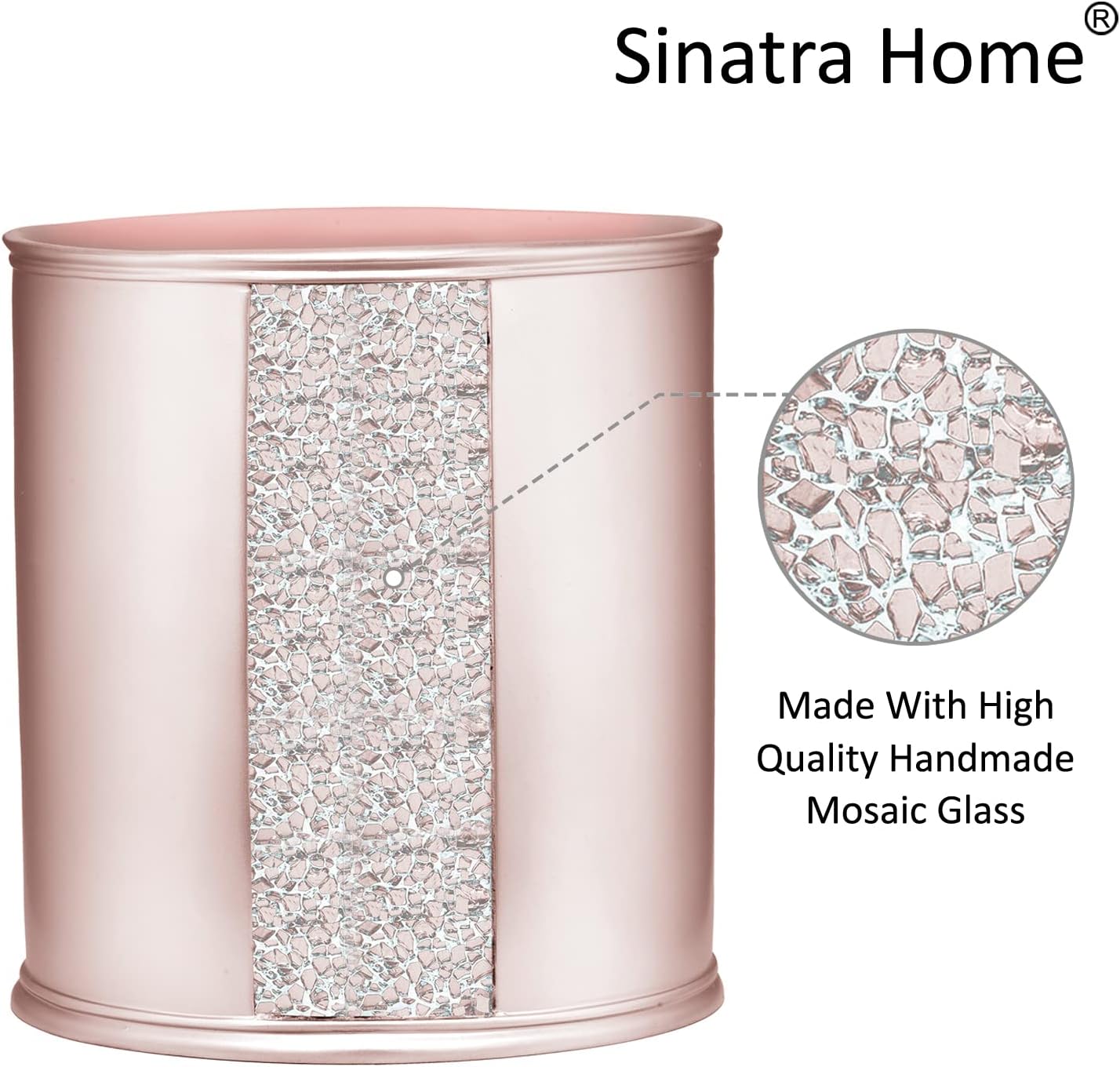 Zahari Home 2pc Sinatra Modern Bath Accessories Set Waste Basket & Tissue Box Modern Decorative Beautiful Designs