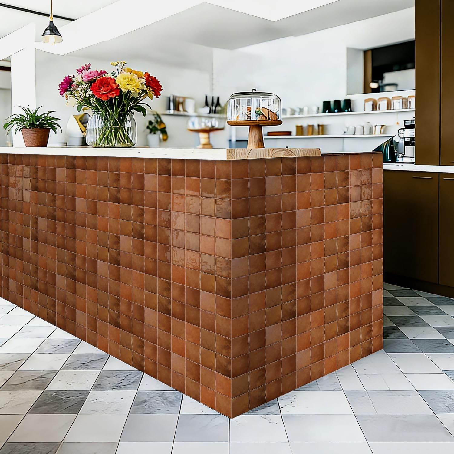 Peel and Stick Backsplash Wall Tiles / Brown / 6 x 6 / Set of 20