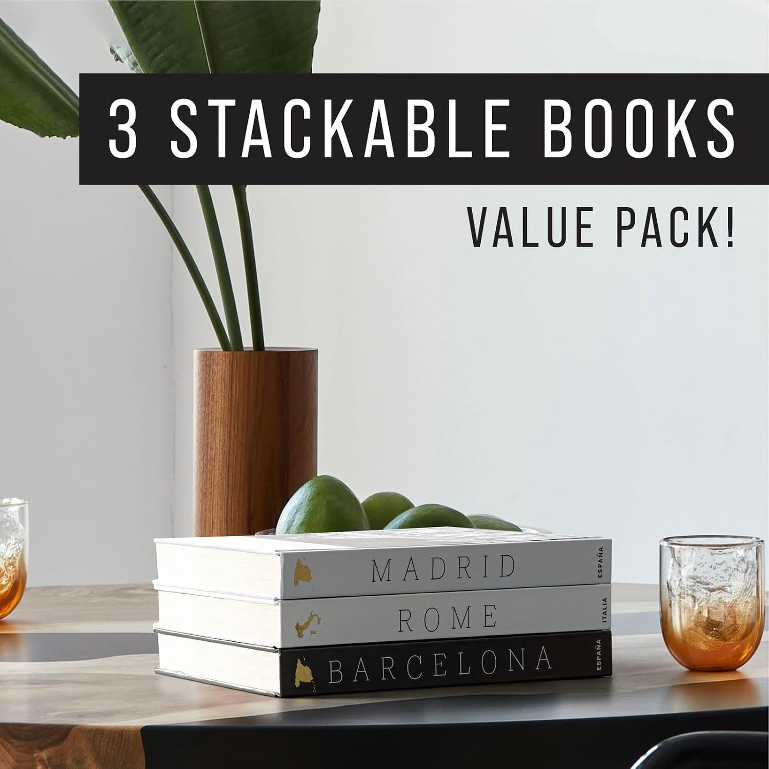 XL Decorative Blank Hardcover Books for Decoration / Set of 3