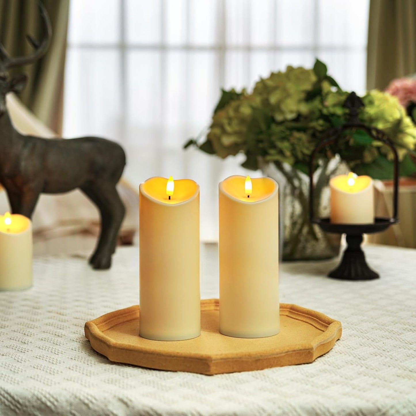 Homemory 3"x8" Outdoor Waterproof Flameless Candles, LED Candles, Battery Operated Candles with Remote and Timers
