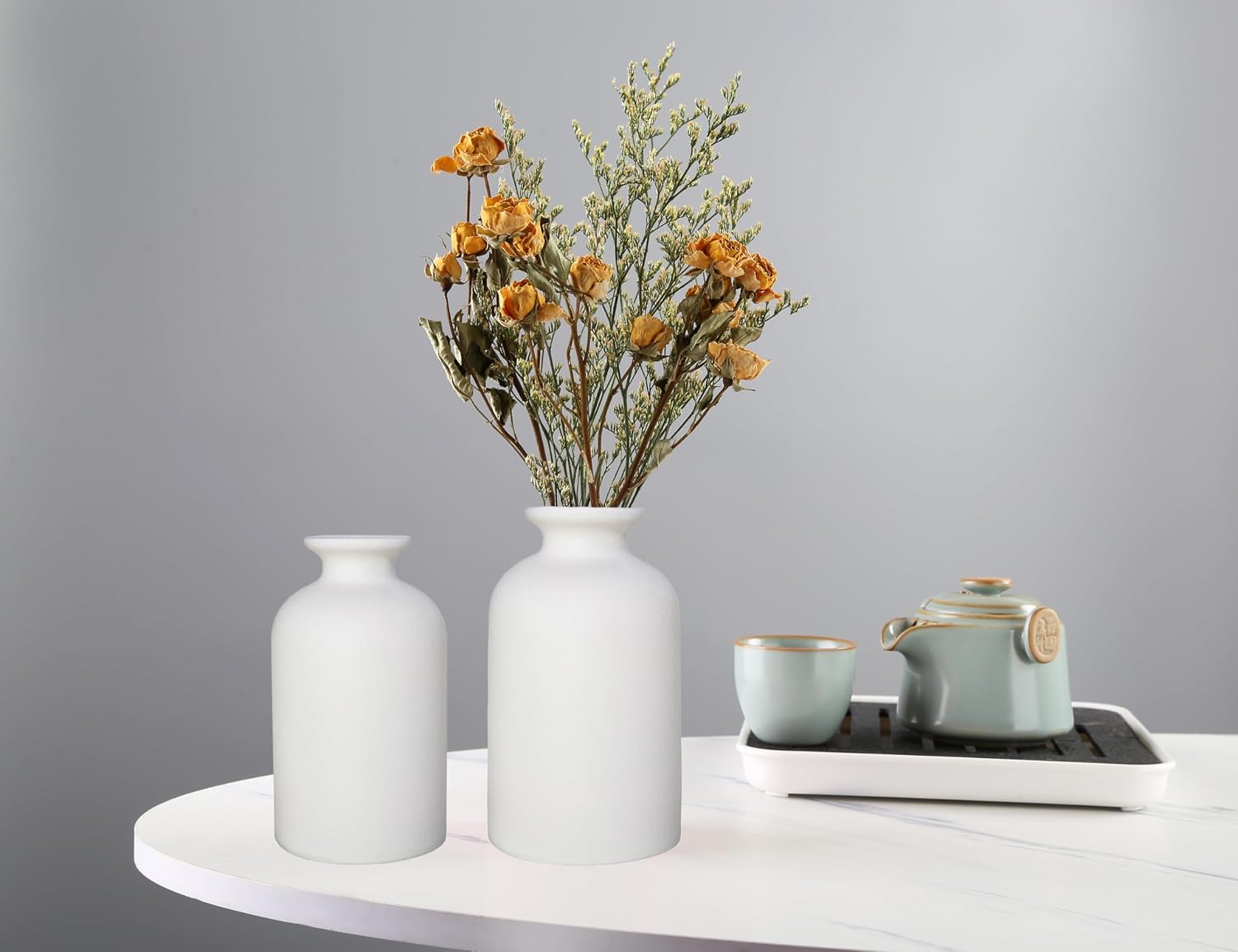 Ceramic Vase / Dry Flower Vases Minimalism Style for Modern Table Shelf Home Decor / White / Small