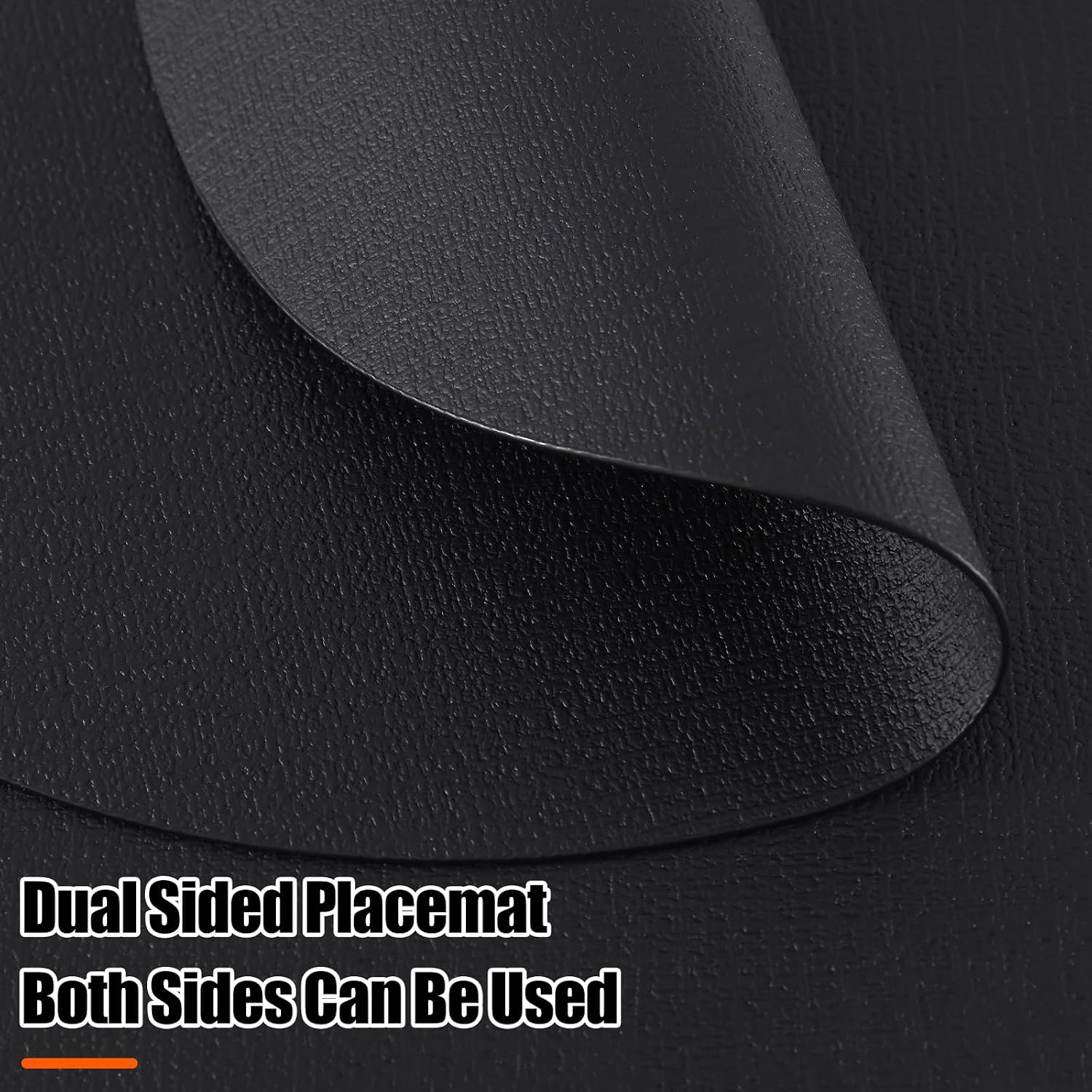 Homaxy Round Faux Leather Placemats and Coasters, Set of 8, Black | Washable Dual-side Table Mats, Wipeable Place Mats