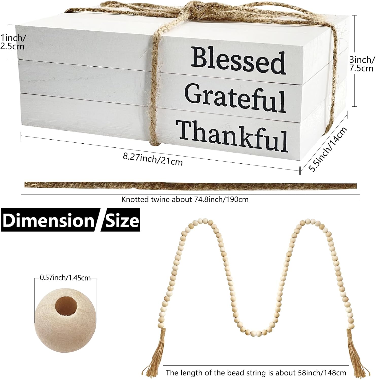 Faux Books for Decoration / Blessed, Grateful,thankful