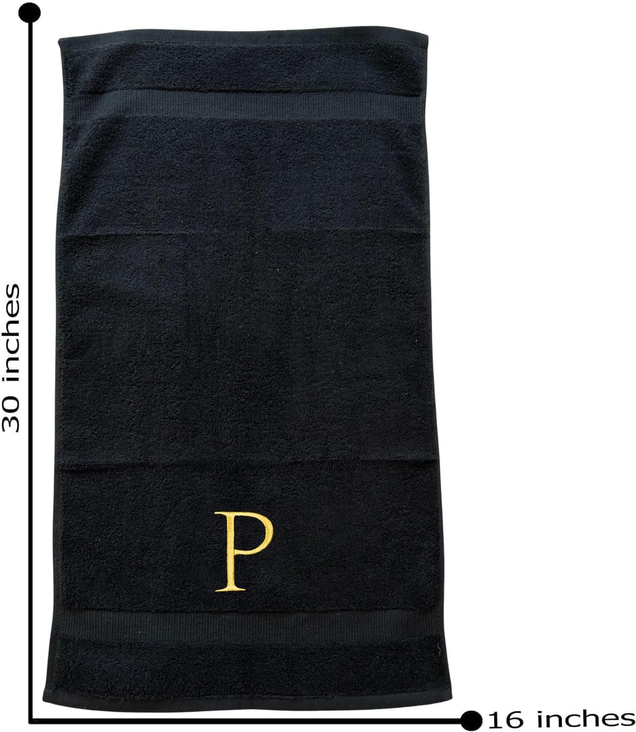 Black with Gold Monogrammed Hand Towels for Bathroom - Set of 2 Letter N | Luxury Hotel Quality Initial Towels For